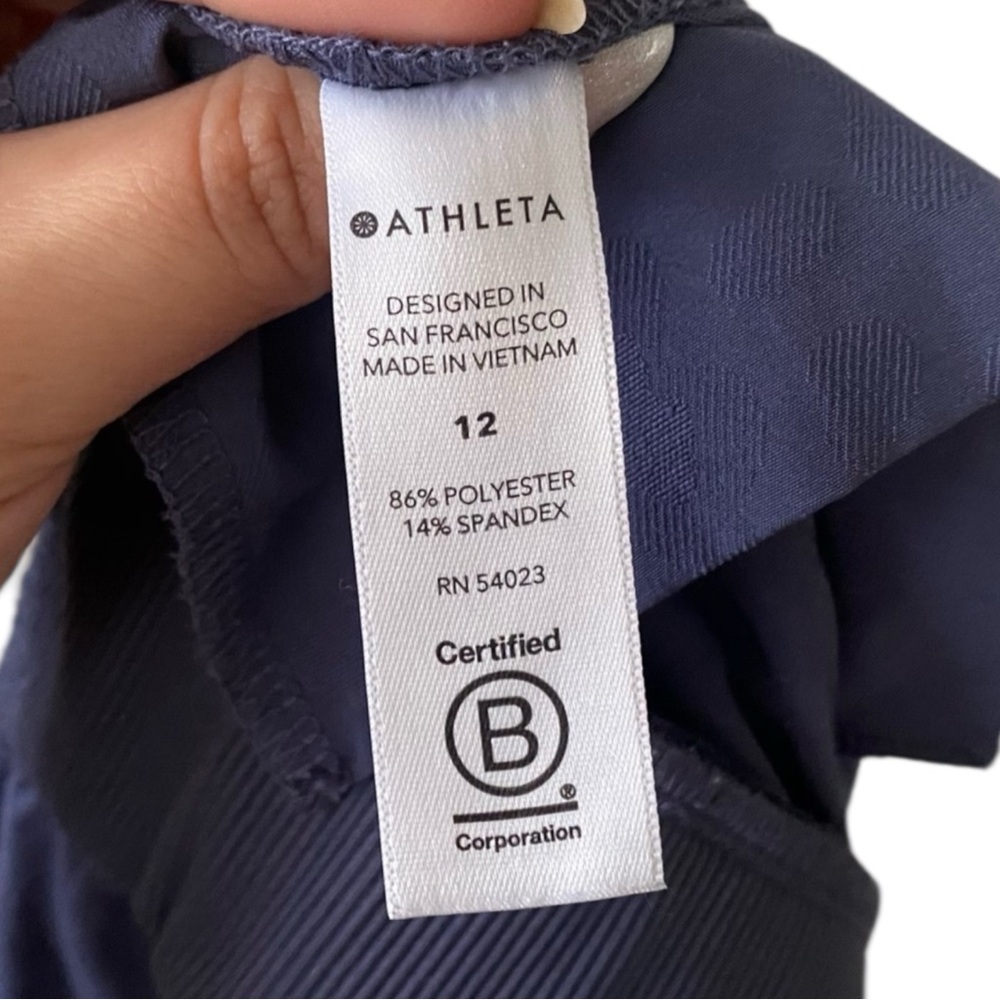 ATHLETA Brooklyn Animal Print Jacquard V neck Jumpsuit Slate Blue Size 12 -- WOW - Picture 8 of 11